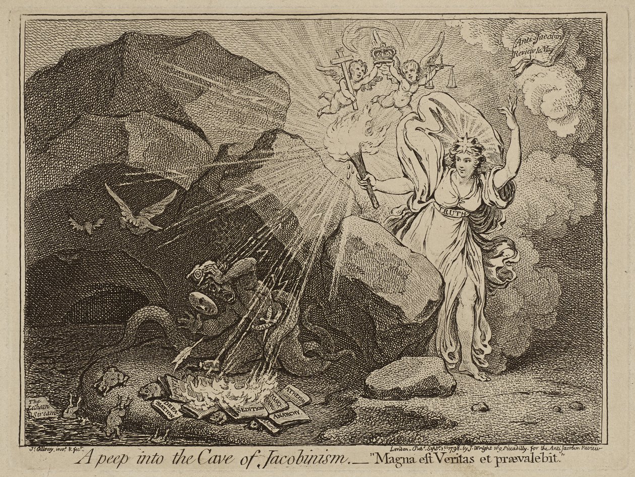 Um pio para o Cuidado do Jacobinismo, ou verdade é poderosa e irá prevalecer, 1798 (gravura em papel) de James Gillray