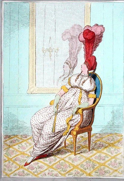 A Portrait of Modern Elegance, publicado por Hannah Humphrey em 1795 (gravura colorida à mão) de James Gillray
