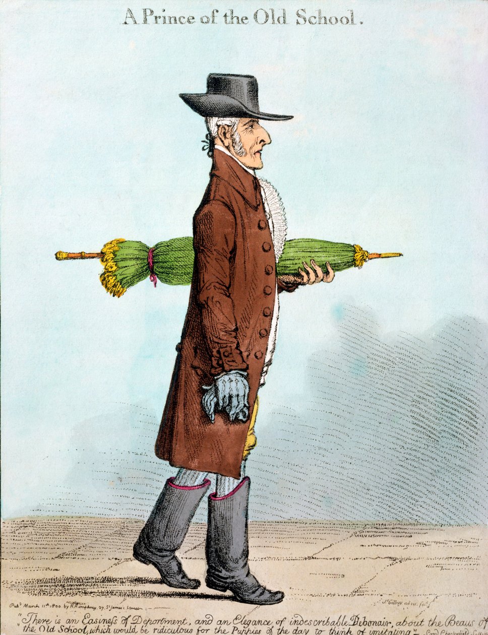 Um Príncipe da Velha Escola, publicado por Hannah Humphrey em 1800 (gravura à mão colorida) de James Gillray