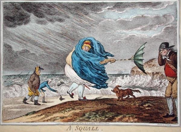 A Squall, publicado por Hannah Humphrey em 1810 (gravura colorida à mão) de James Gillray