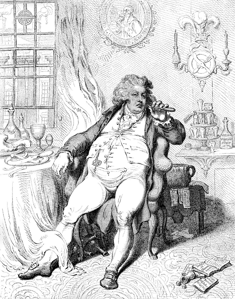 Um Voluptuário Sob os Horrores da Digestão, 1792. de James Gillray
