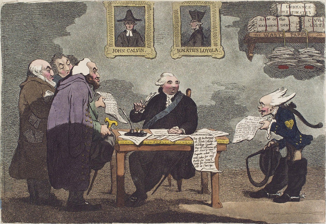 Um nobre lorde, numa paz que se aproxima, demasiado ocupado para se ocupar da despesa de um milhão do dinheiro público por James Gillray (cortado) de James Gillray