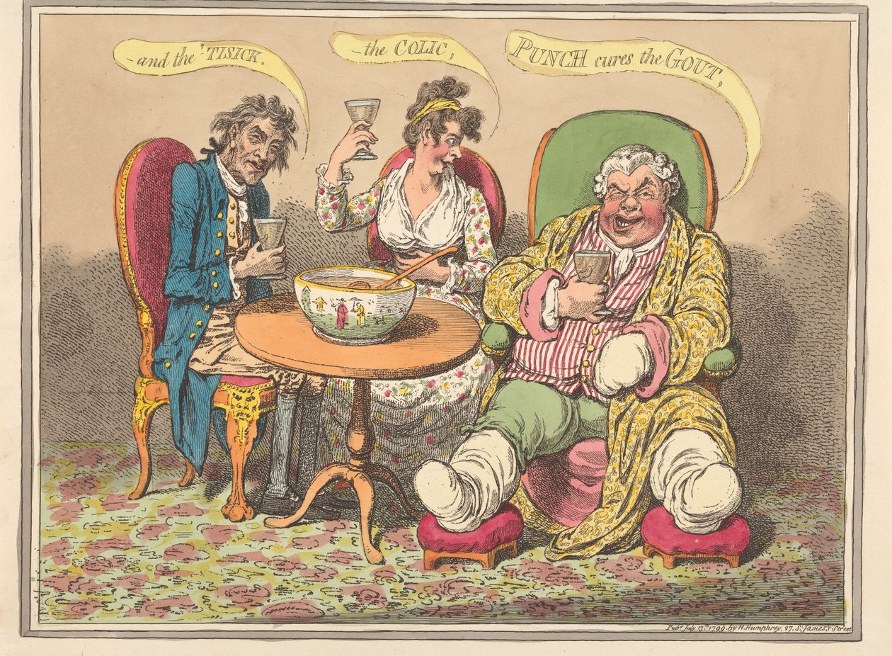 E a tísica, a cólica - Punch cura a gota de James Gillray