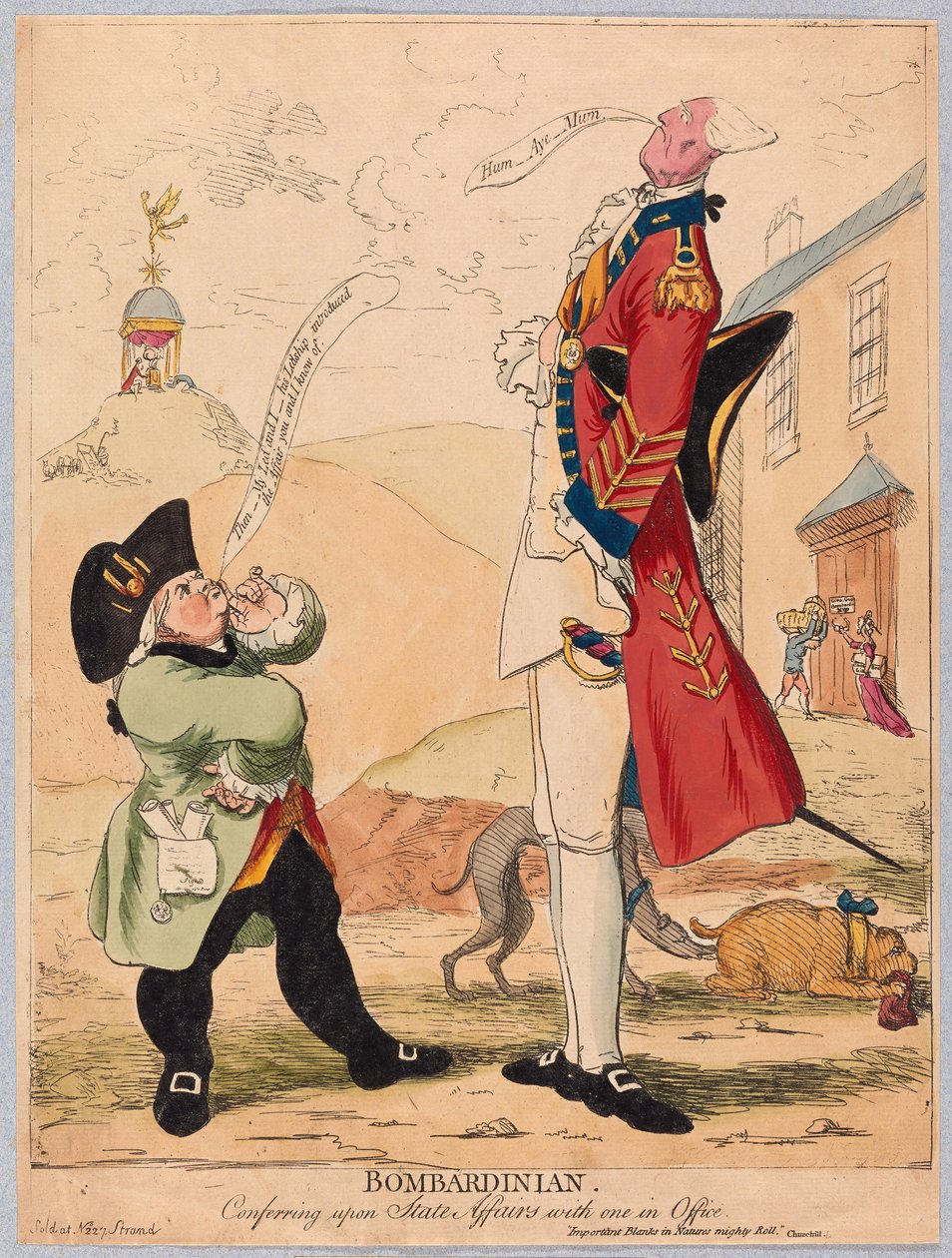 Bombardiniano, conferindo aos Assuntos do Estado um em Ofício, pub. 1779 (gravura colorida à mão) de James Gillray