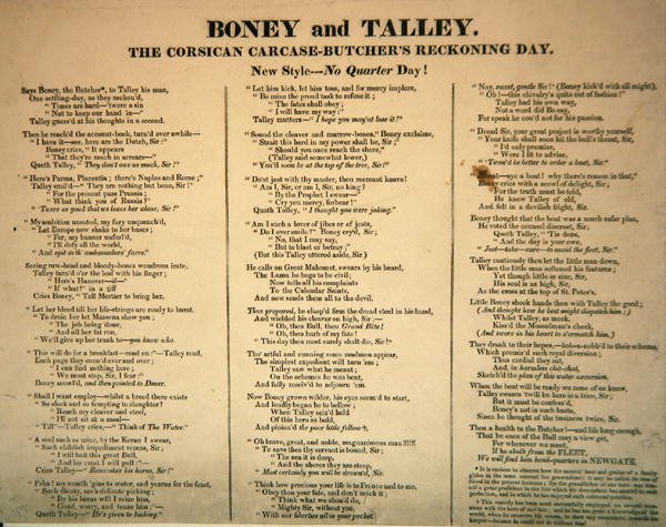 Boney e Talley, O Cárcere Carcase - Açougueiros Reckoning Day, publicado por Hannah Humphrey, 1803 (texto de balada acompanhando 253713) de James Gillray