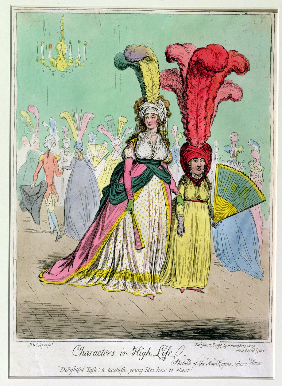 Personagens em High Life, publicado por Hannah Humphrey em 1795 (gravura à mão colorida) de James Gillray