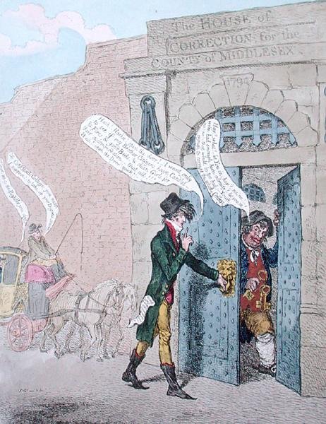 Citizens Visiting the Bastille, publicado por hannah Humphrey em 1799 (gravura colorida à mão) de James Gillray