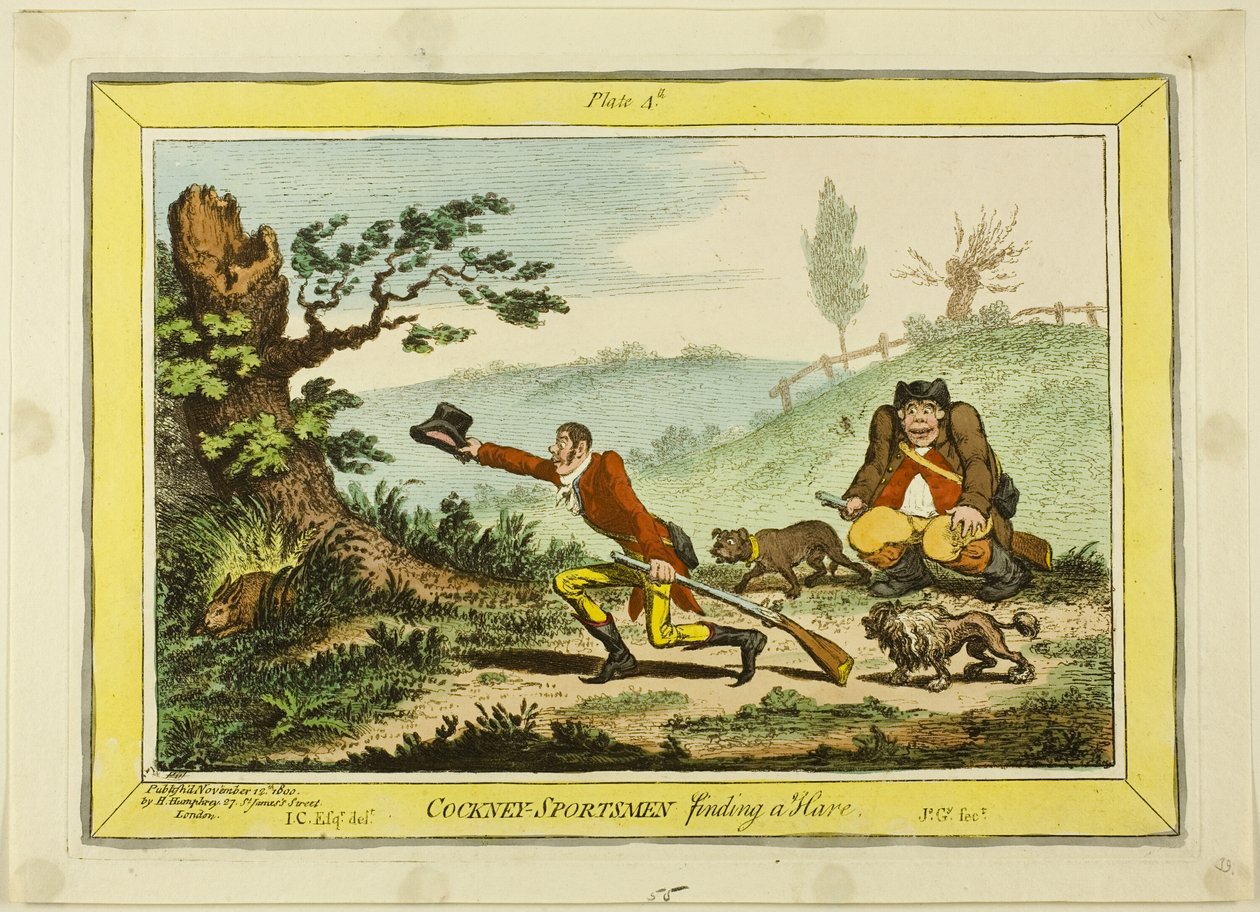 Desportistas de Cockney à procura de uma lebre de James Gillray