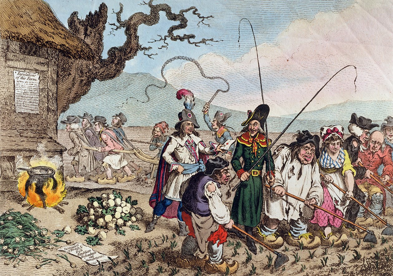 Consequências de uma invasão francesa bem sucedida, ou Ensinamos os republicanos ingleses a trabalhar de James Gillray