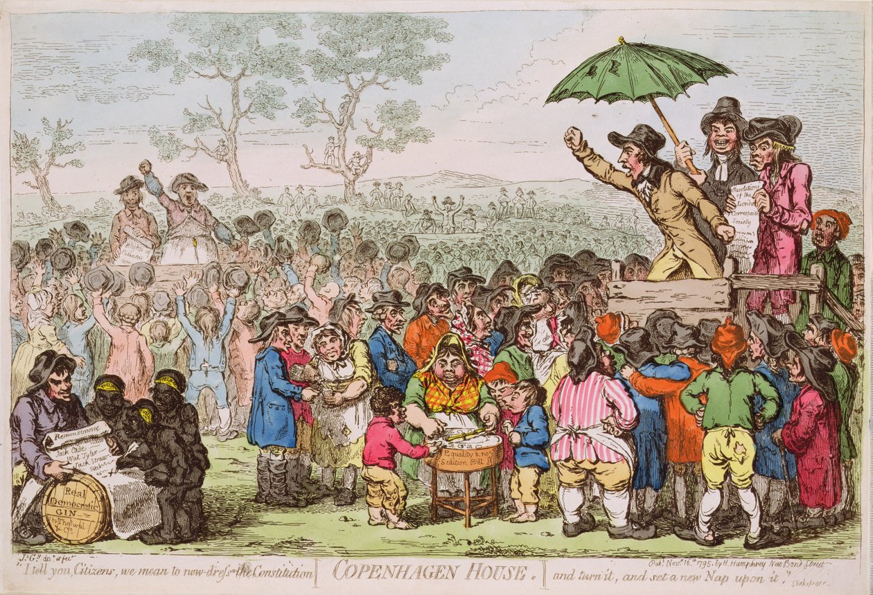 Pub da Copenhagen House. por H. Humphrey, 1795 (impressão) de James Gillray