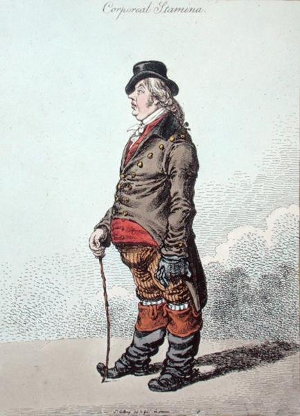 Corporeal Stamina, publicado por Hannah Humphrey em 1801 (gravura colorida à mão) de James Gillray