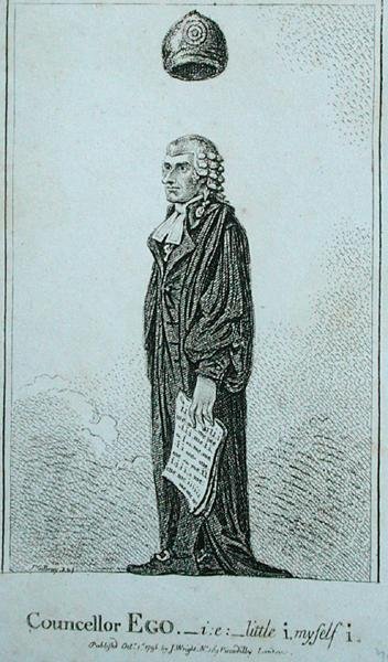 Councellor Ego - i.e. little i myself i, publicado por J. Wright em 1798 (gravura) de James Gillray