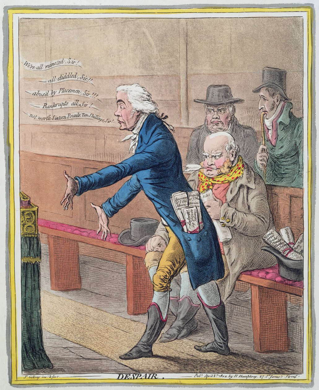 Desespero, publicado por Hannah Humphrey em 1802 (gravura à mão colorida) (ver 191204) de James Gillray