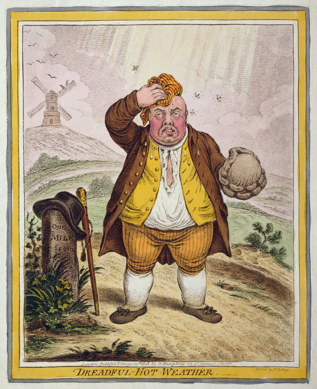 Tempo Terrível-Quente, publicado por Hannah Humphrey em 1808 (gravura à mão colorida) de James Gillray