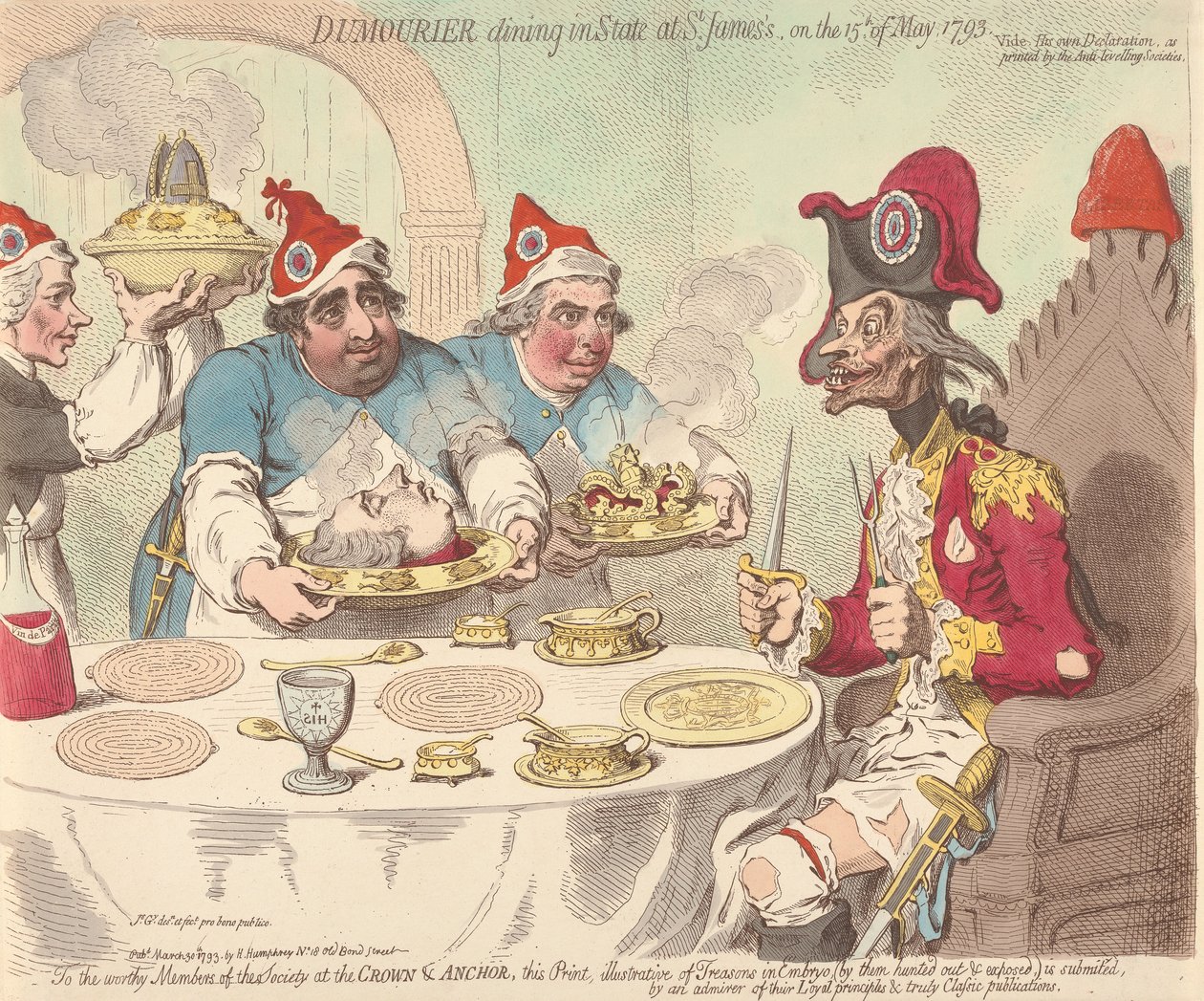 Dumouriez janta em cerimónia de Estado em St. James a 15 de maio de 1793 de James Gillray
