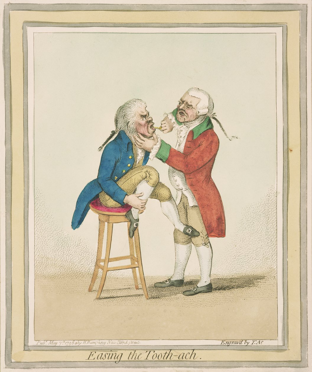 Easing the Tooth-ach, publicado por Hannah Humphrey, 1796 de James Gillray