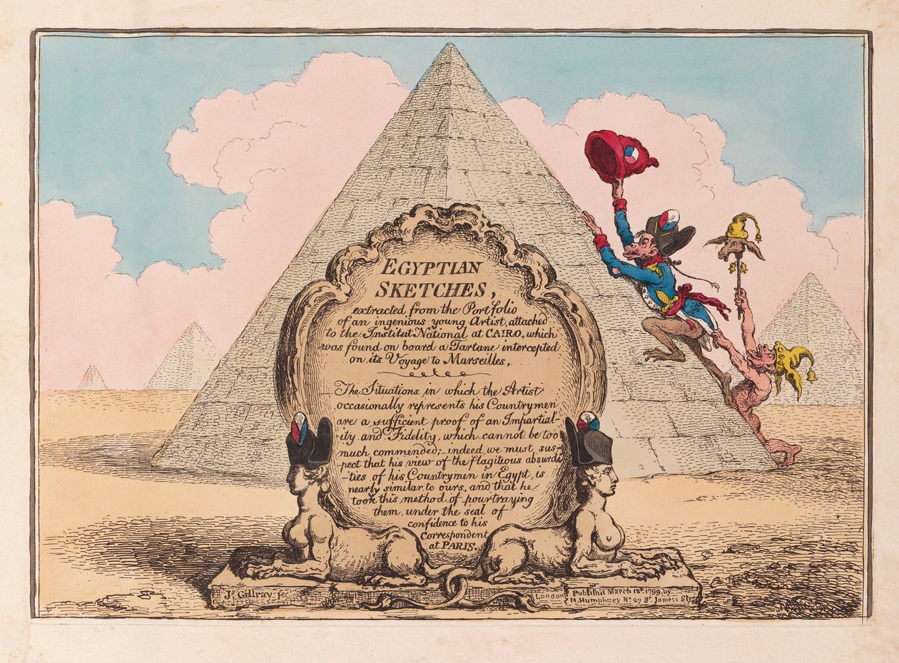 Esboços egípcios, pub 1799 (gravura colorida à mão) de James Gillray