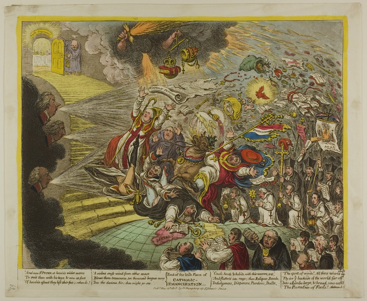 Fim da farsa irlandesa da emancipação católica de James Gillray
