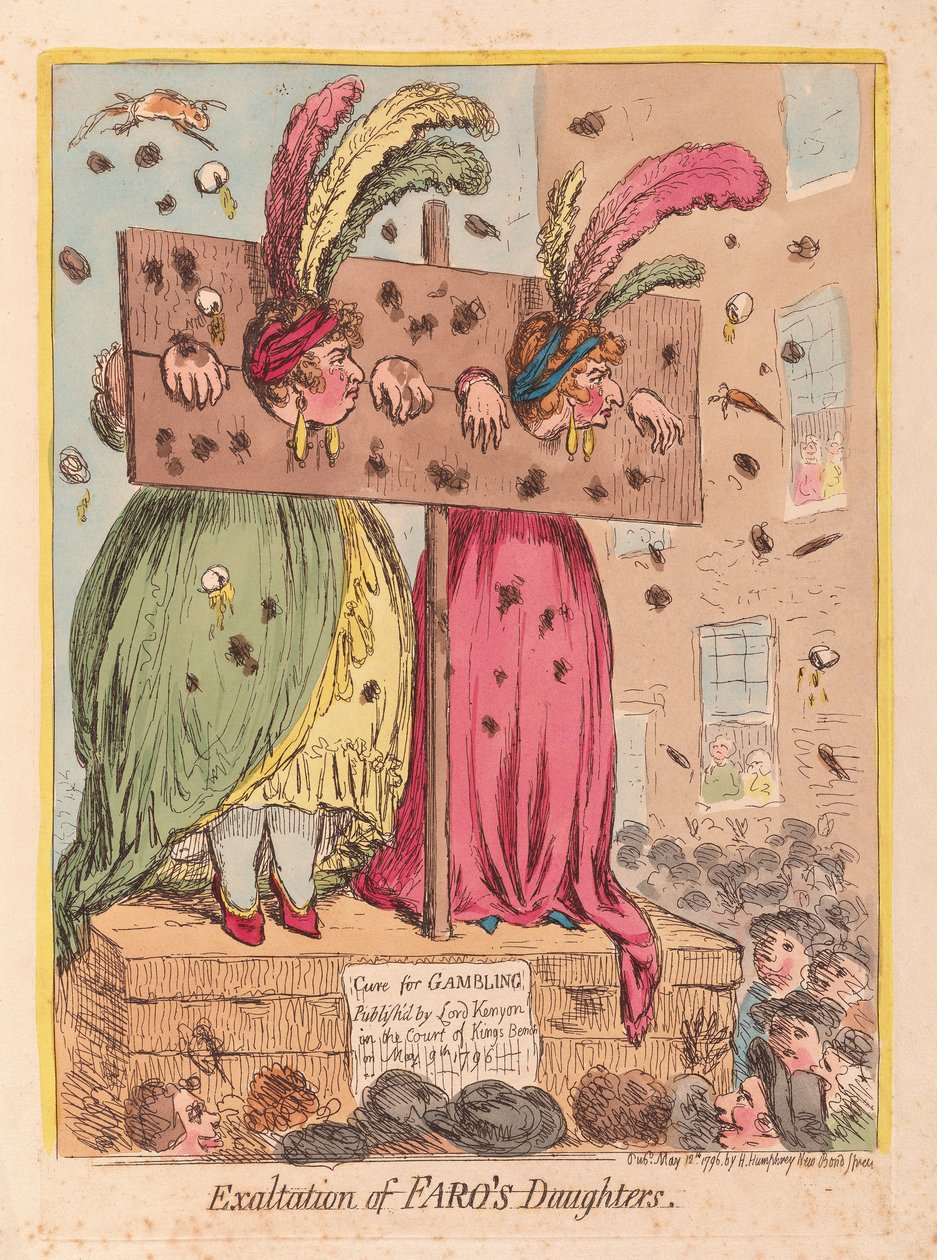 Exaltação de Faros Daughters, pub. 1796 (gravura colorida à mão) de James Gillray