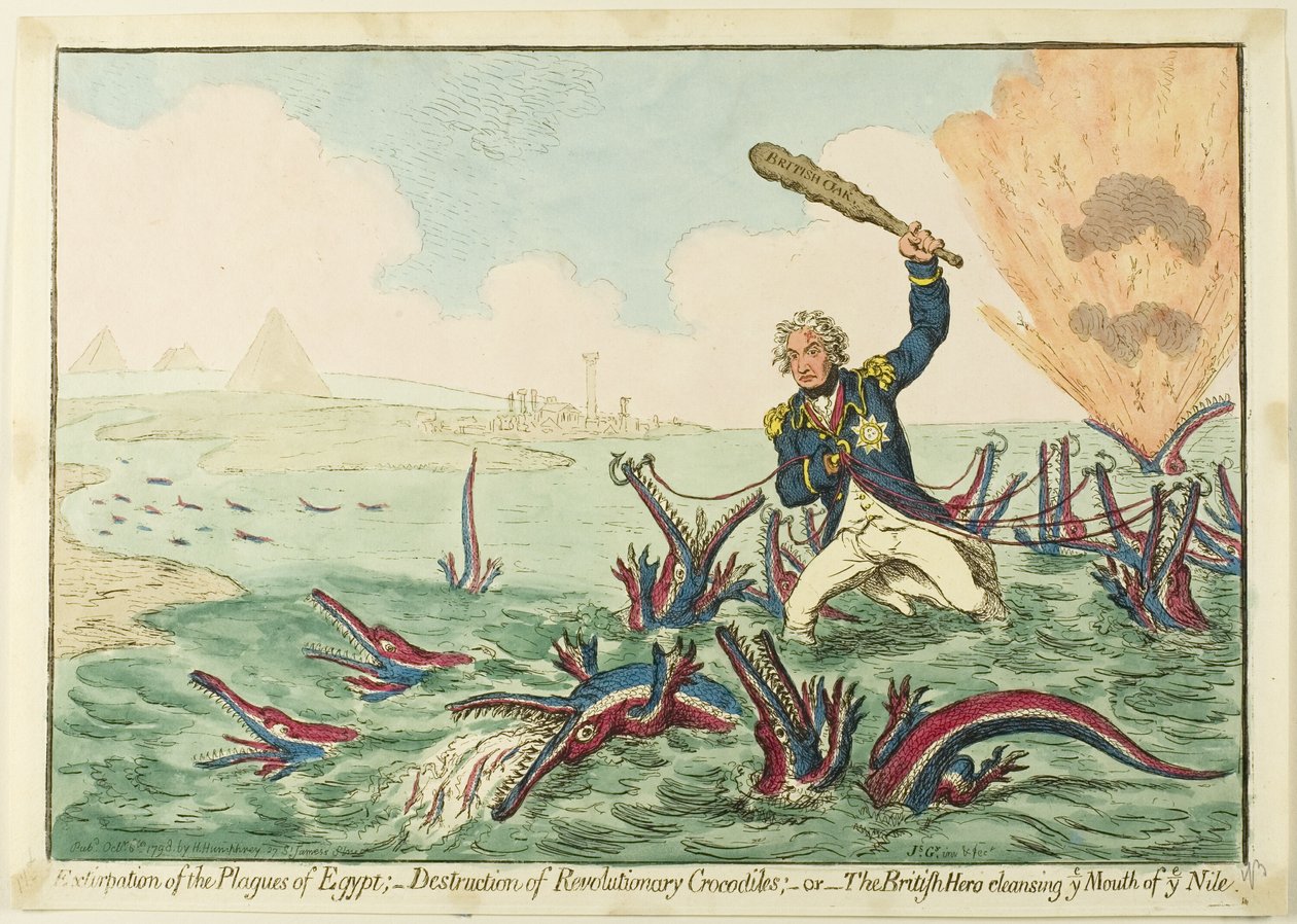 Extirpação das Pragas do Egito; Destruição dos Crocodilos Revolucionários de James Gillray