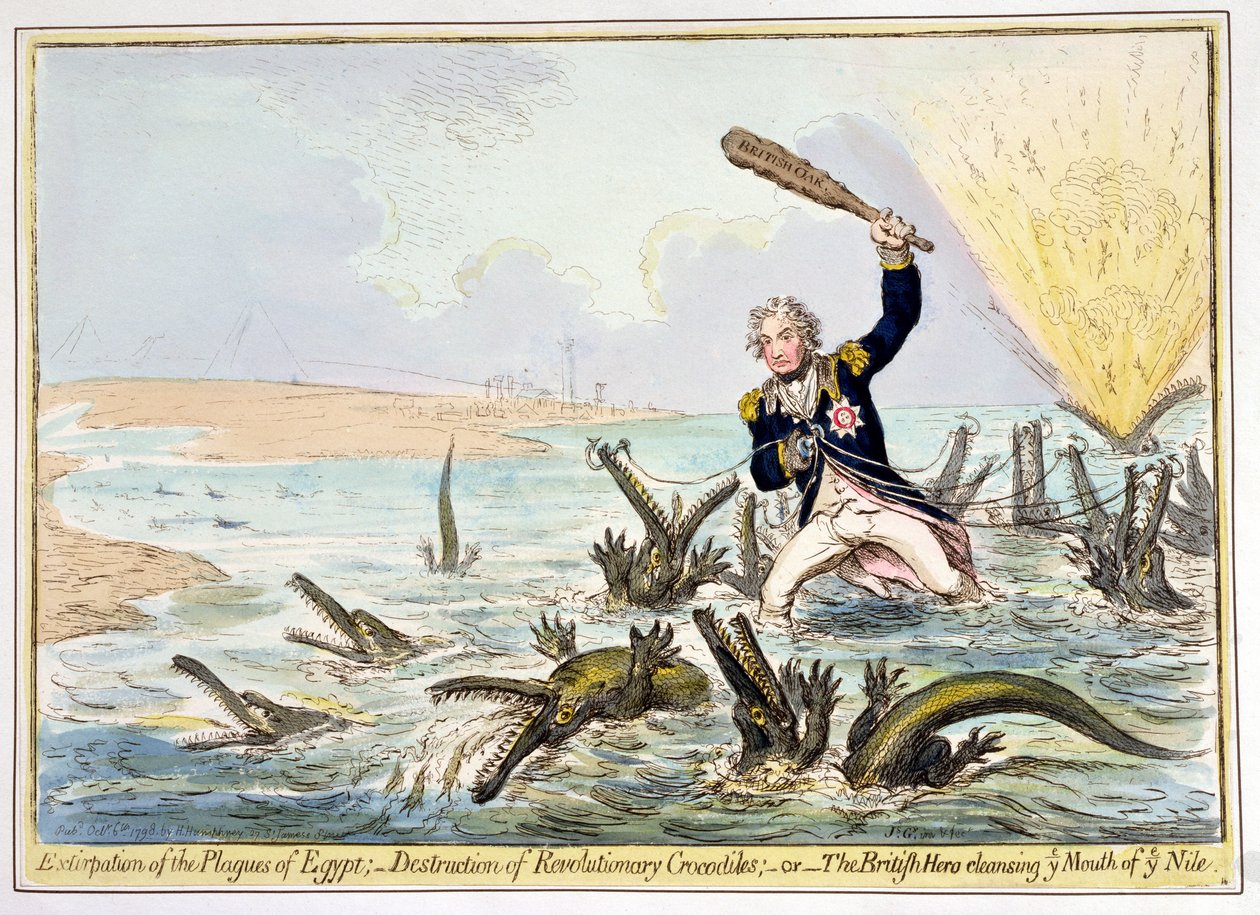Extirpação das Pragas do Egito, publicado por Hannah Humphrey em 1798 (gravura e gravação com wc no papel) de James Gillray