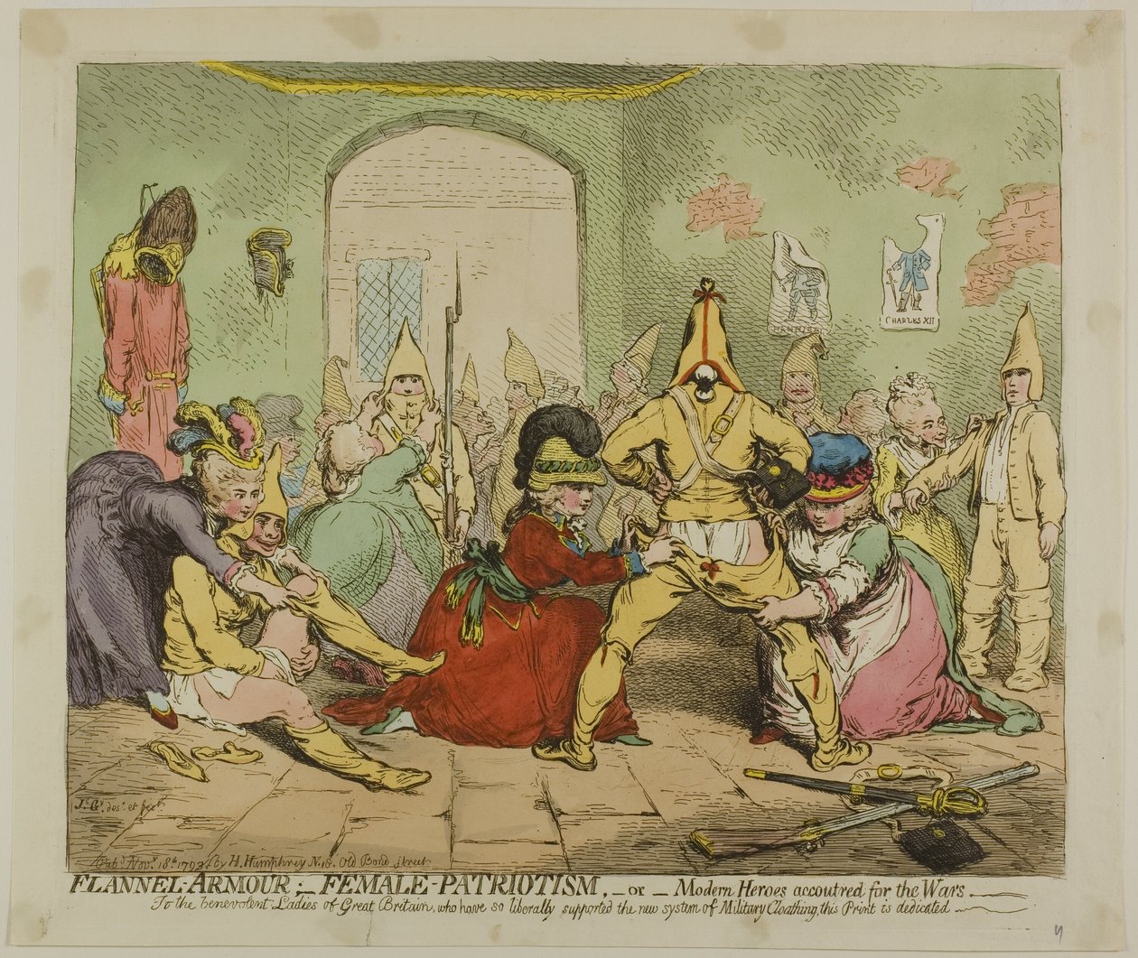 Armadura de Flanela; Patriotismo feminino de James Gillray
