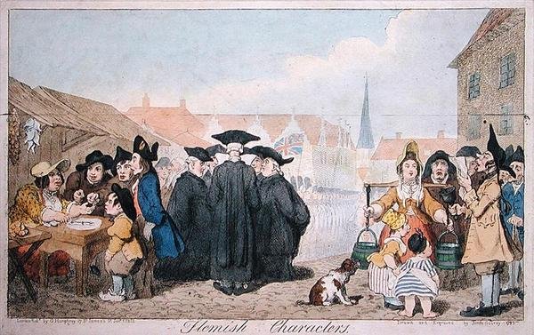 Flemish Characters, publicado por G. Humphrey em 1793 (gravura colorida à mão) de James Gillray
