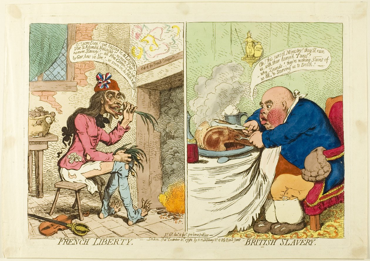 Liberdade francesa, escravatura britânica de James Gillray