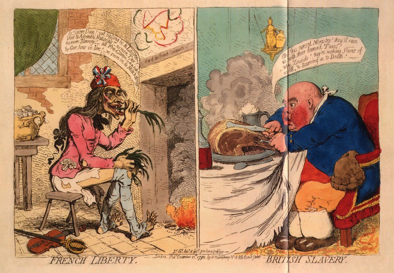 Liberdade francesa. Escravidão Britânica, 1792 de James Gillray