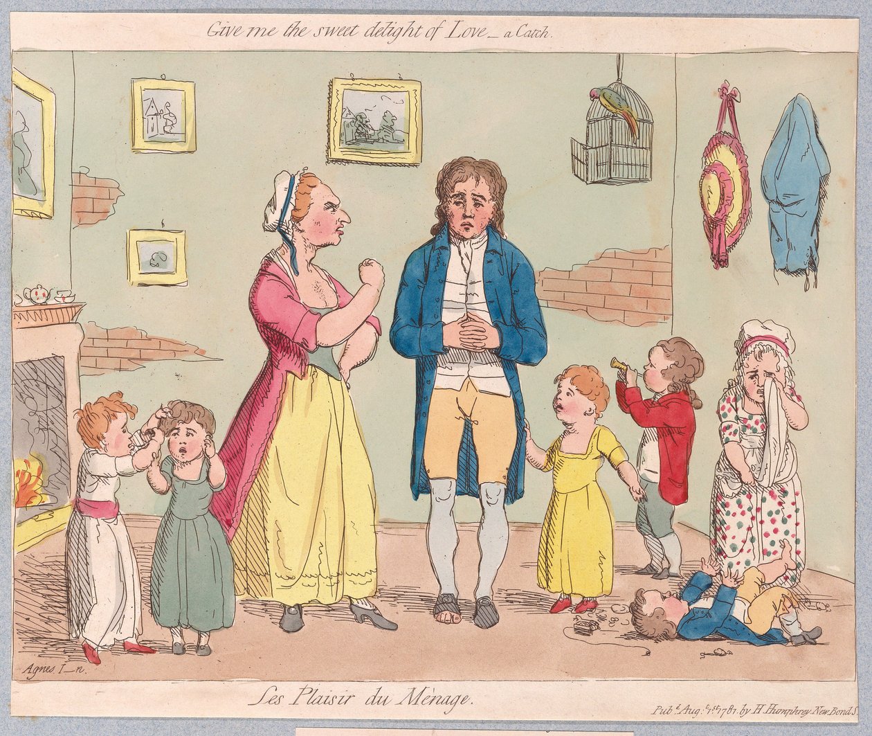 Dê-me o doce deleite do amor, um pego, pub. 1781 (gravura colorida à mão) de James Gillray