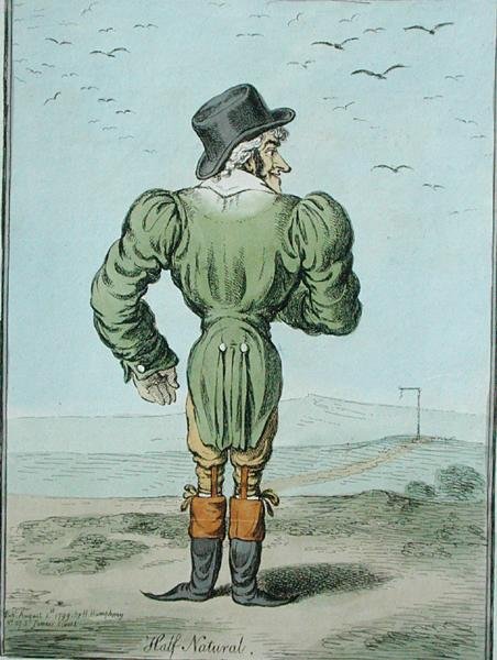 Half-Normal, publicado por Hannah Humphrey em 1799 (gravura colorida à mão) de James Gillray