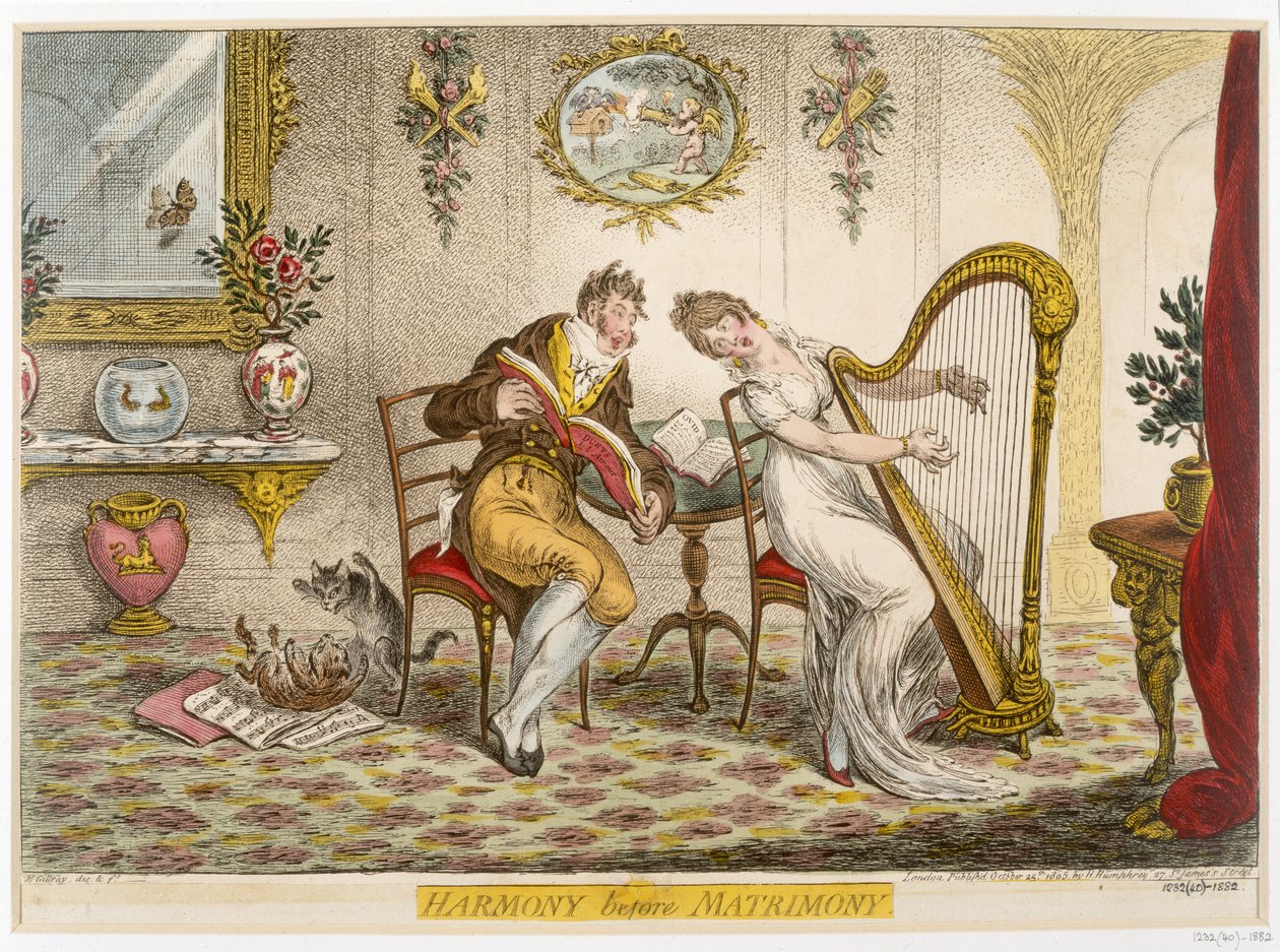 &39;Harmonia antes do Matrimônio&39;, publicada em 1805 de James Gillray