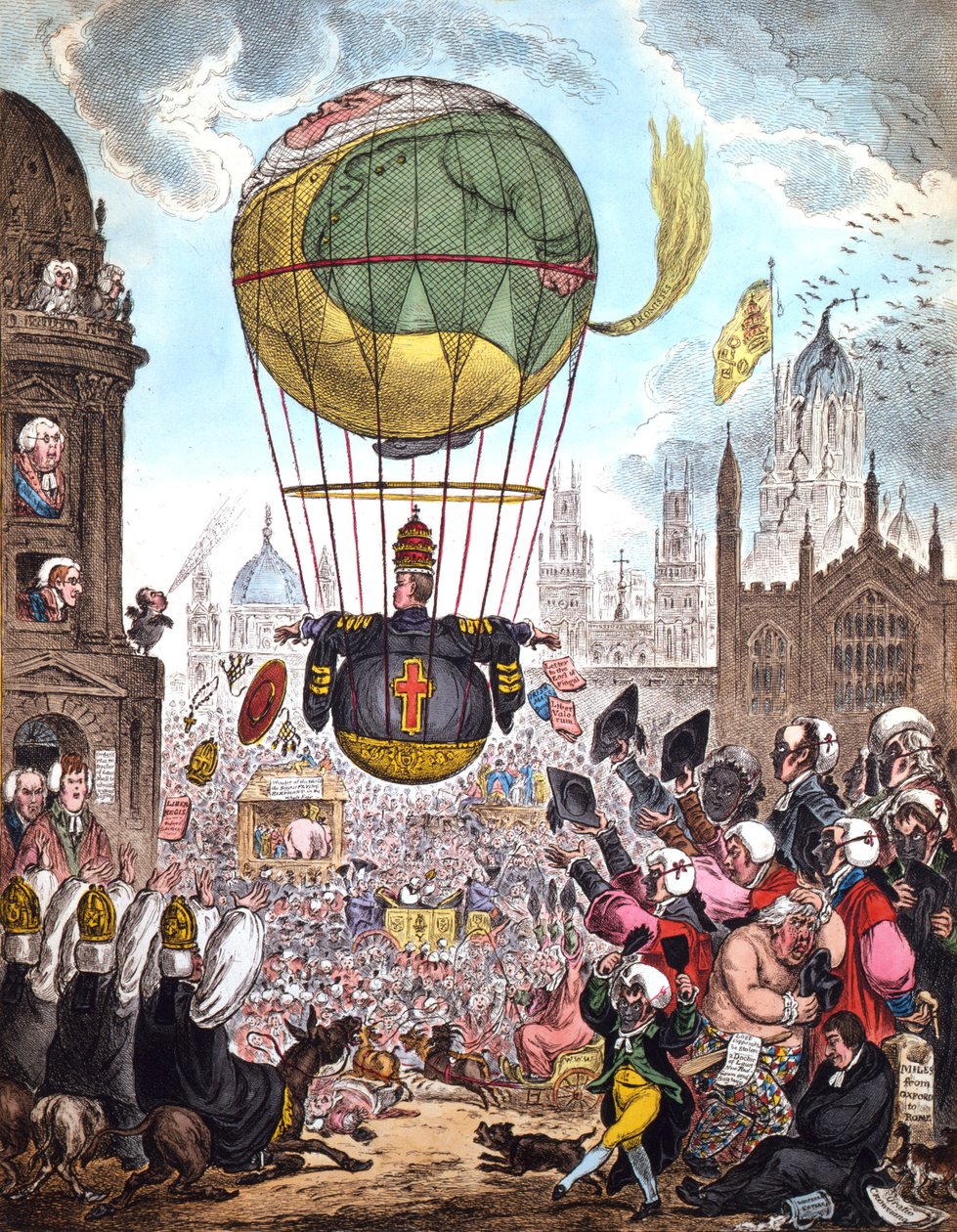 Ele dirige seu voo para o alto, no ar sombrio que parecia incomum., 1810 de James Gillray
