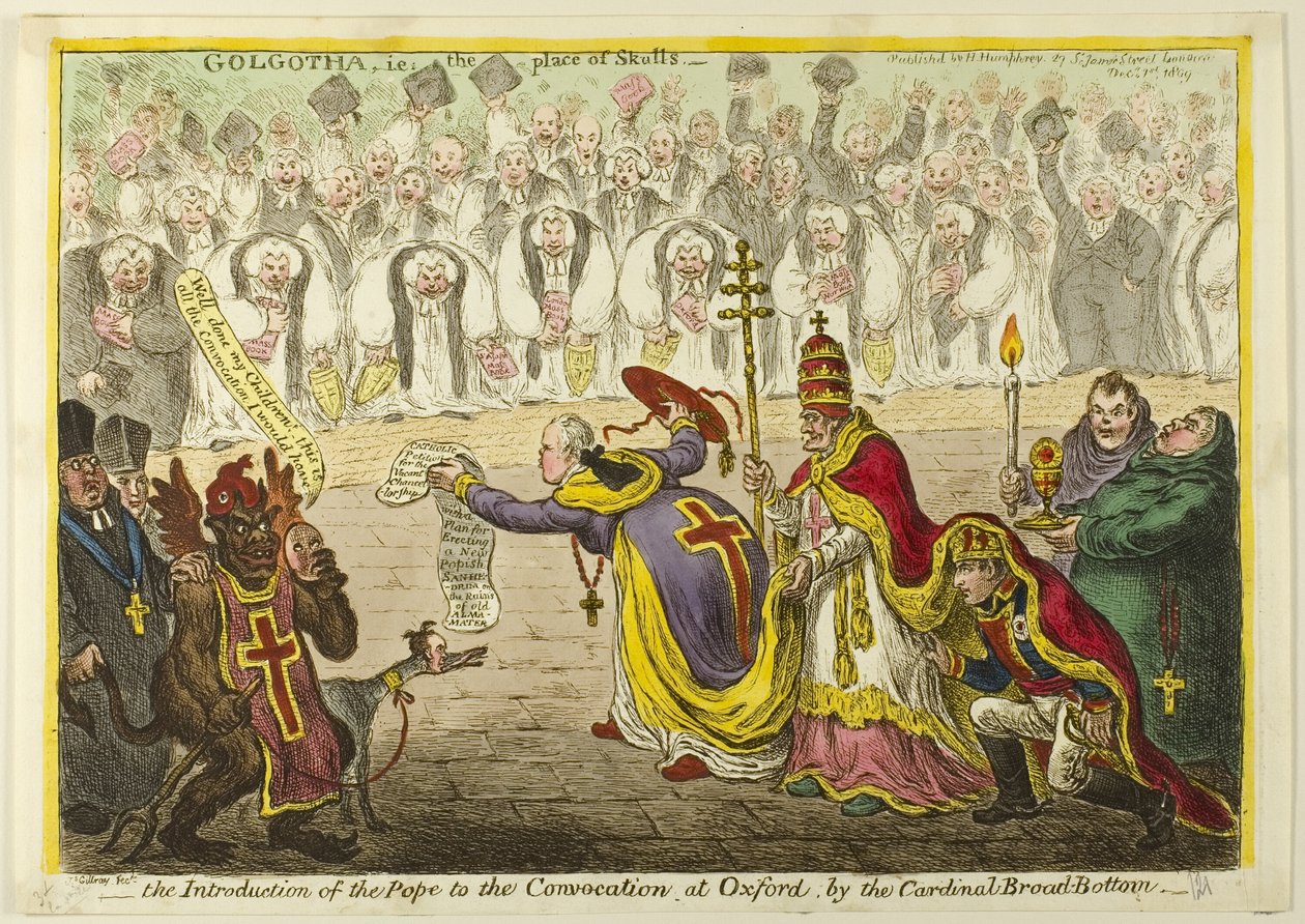 Apresentação do Papa à Convocação de Oxford, pelo Cardeal Broad-Bottom de James Gillray