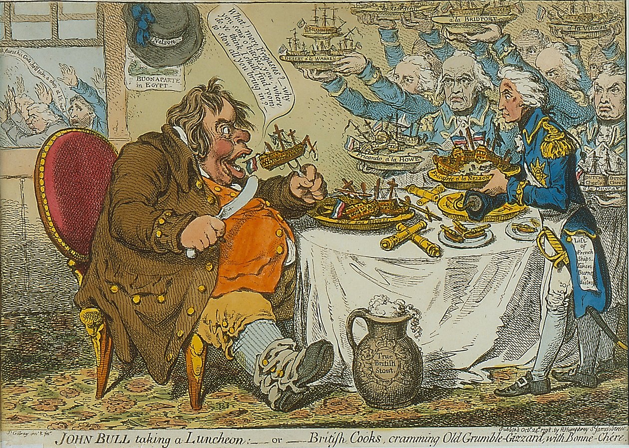 John Bull Tomando um almoço, 1798 (gravura colorida) de James Gillray