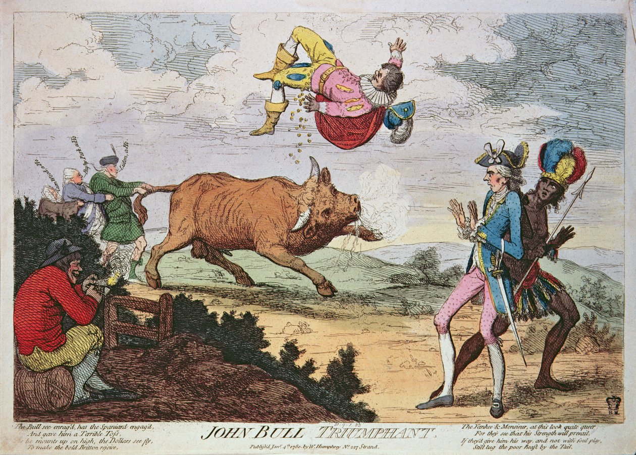 John Bull Triumphant, publicado por William Humphrey, em 4 de janeiro de 1780 (litografia colorida) de James Gillray