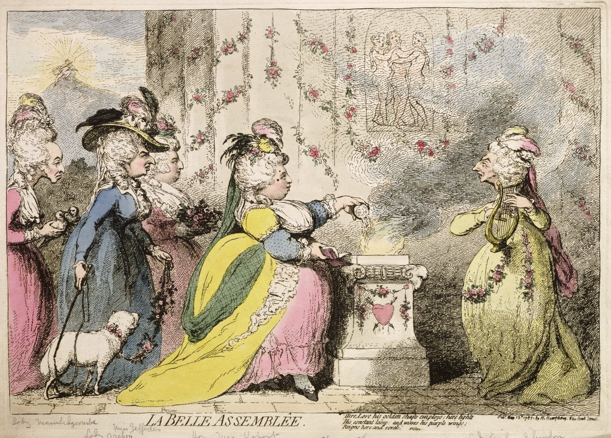 La Belle Assemblee, publicado por Hannah Humphrey em 1787 (gravura à mão colorida) de James Gillray