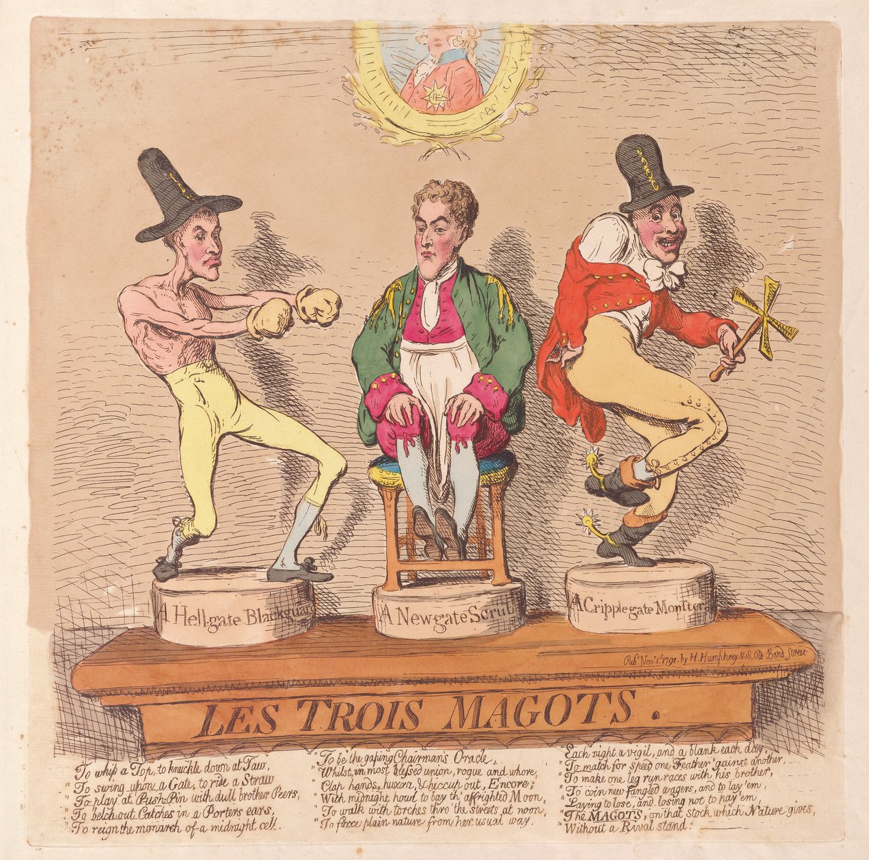 Os Três Magos, pub. 1791 (gravura colorida à mão) de James Gillray