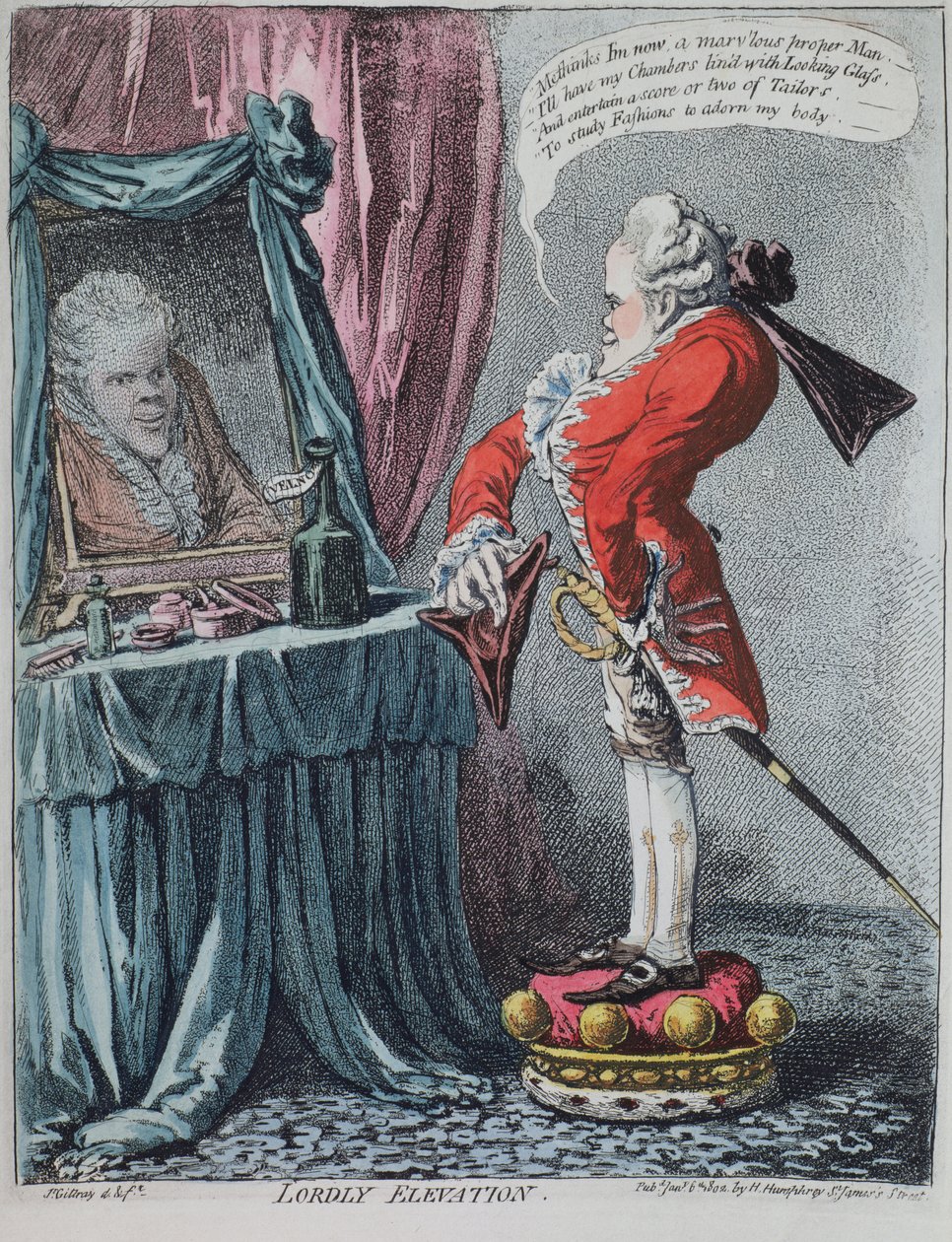 Elevação Lordly, pub. por Hannah Humphrey, 1802 de James Gillray