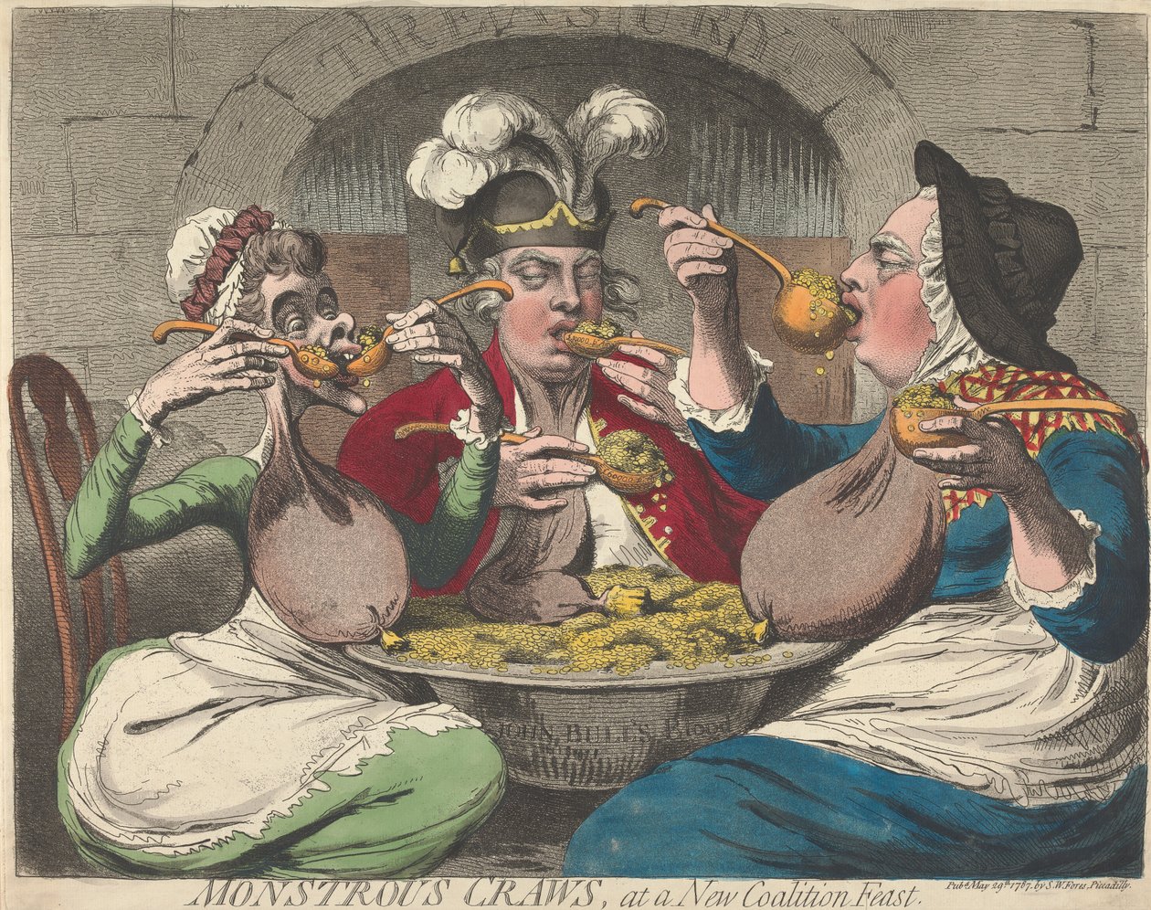 Ventradas monstruosas num banquete da nova coligação de James Gillray