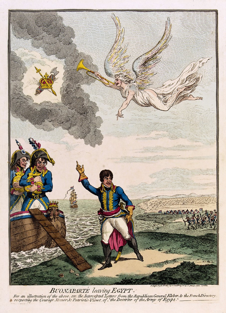 Napoleão Bonaparte (1769-1821) deixa o Egito de James Gillray