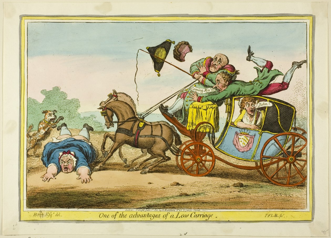 Uma das vantagens de uma carruagem baixa de James Gillray