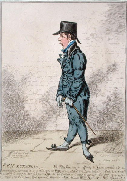 Pen-Etration, publicado por Hannah Humphrey em 1799 (gravura colorida à mão) de James Gillray
