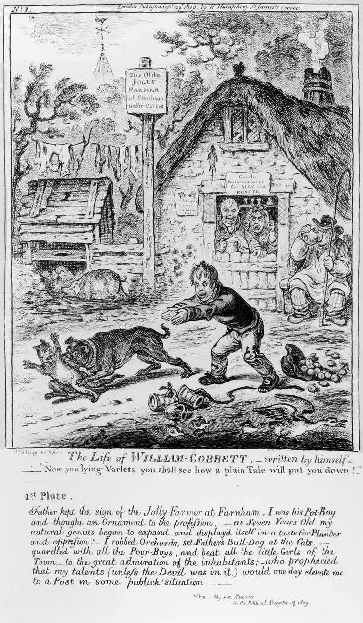 Ilustração 1, de &39;The Life of William Cobbett&39;, escrito por ele mesmo, pub. por H. Humphrey, 1809 de James Gillray