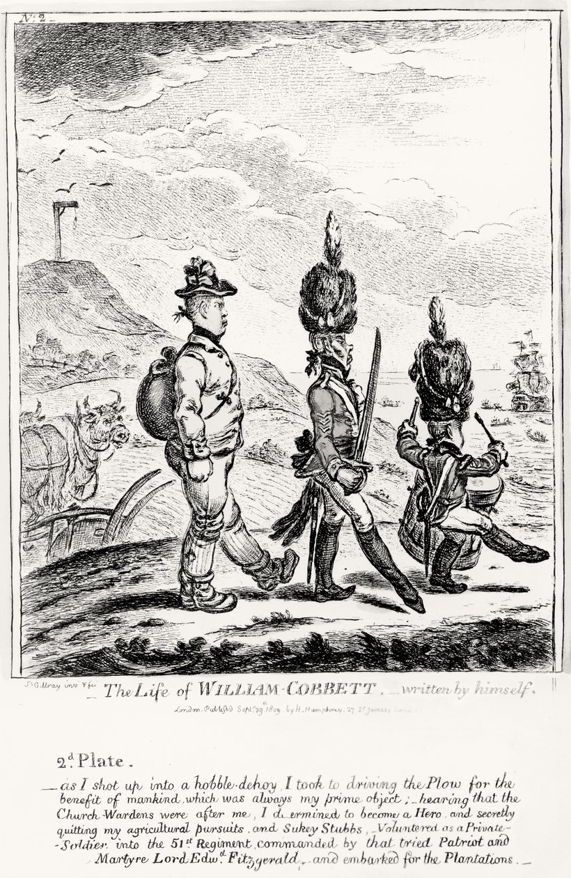 Ilustração 2, de The Life of William Cobbett, escrito por ele mesmo, pub. por H. Humphrey, 1809 de James Gillray