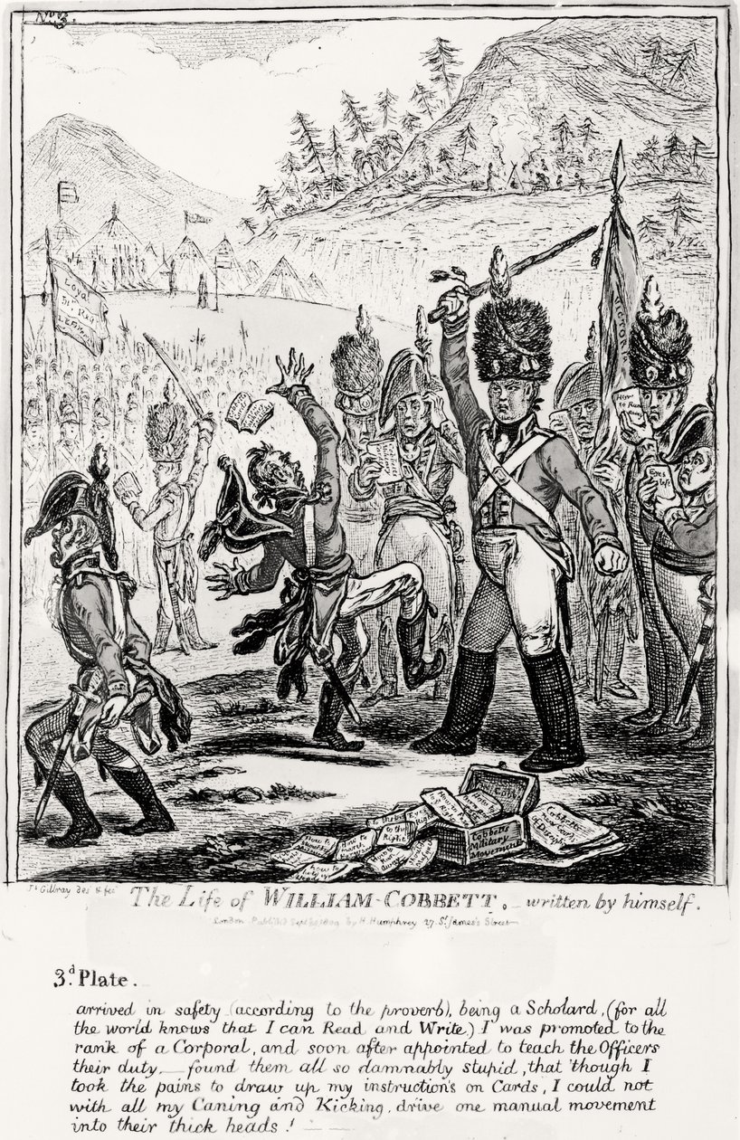 Placa 3, da vida de William Cobbett, escrito por ele mesmo, pub. por H. Humphrey, 1809 de James Gillray