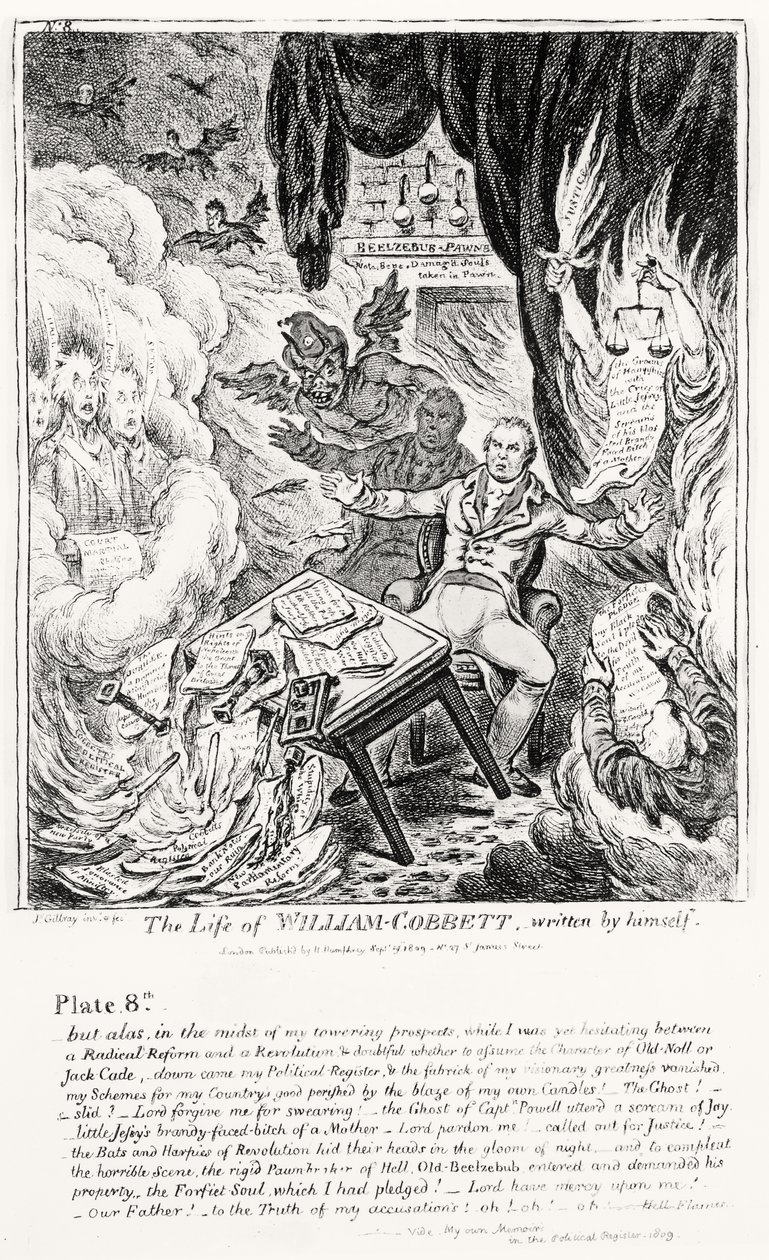 Placa 8, da vida de William Cobbett, escrita por ele mesmo, bar. por H. Humphrey, 1809 de James Gillray