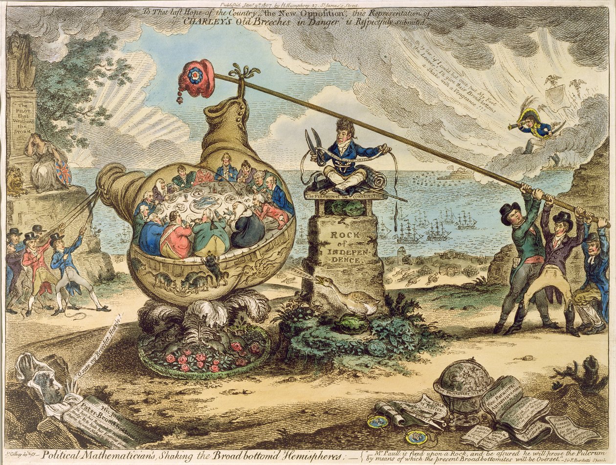 Matemática Matemática Política Agitando o Hemisfério de Broadbottom, publicado por Hannah Humphrey em 1807 (gravura e gravação) de James Gillray