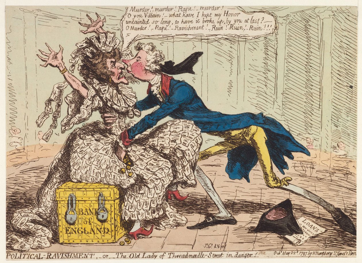 Devastação política, ou a velha senhora da rua Threadneedle em perigo !, 1797 de James Gillray
