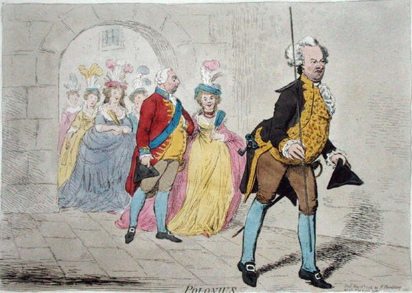 Polonius, publicado por Hannah Humphrey em 1795 (gravura colorida à mão) de James Gillray